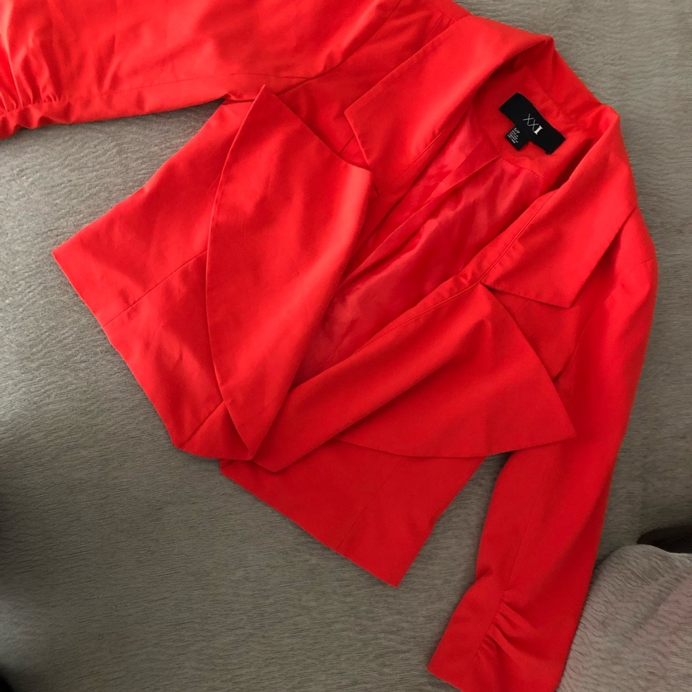 Red cropped blazer